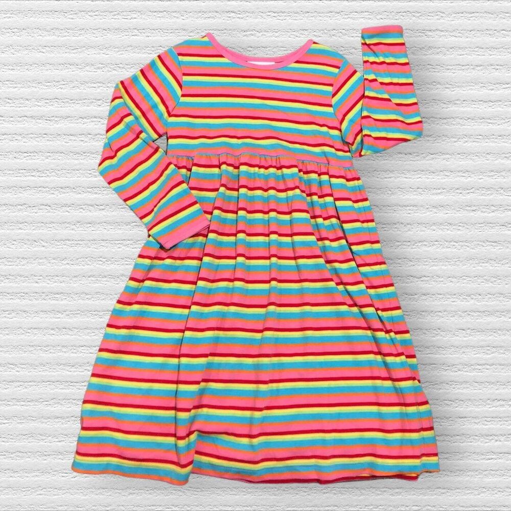 Kelly's Kids 7/8 Rainbow Stripe Long Sleeve Dress